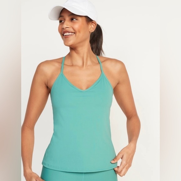 NWT! Black PowerSoft Strappy Shelf-Bra Tank Top - Size Medium 🤎 - Picture 5 of 13